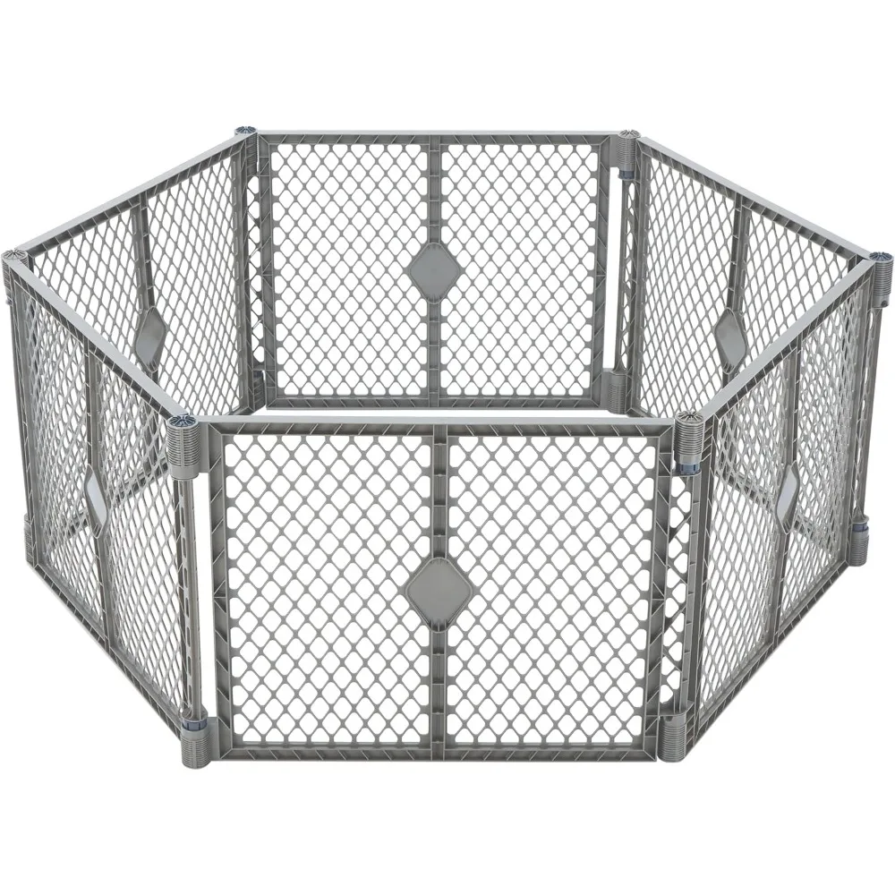 

5.5 Ft. Wide Customizable Folding Dog Playpen Indoor/Outdoor. Made in USA. 6-Panel Puppy Playpen. Freestanding