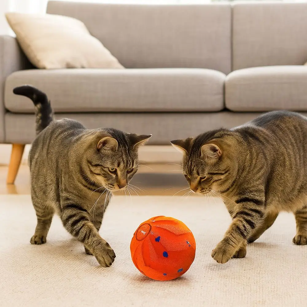 Bite Resistant Smart Dog Toy Ball USB Rechargeable Wear Resistant Dog Bouncing Ball Durable with Light Electronic Rolling Ball