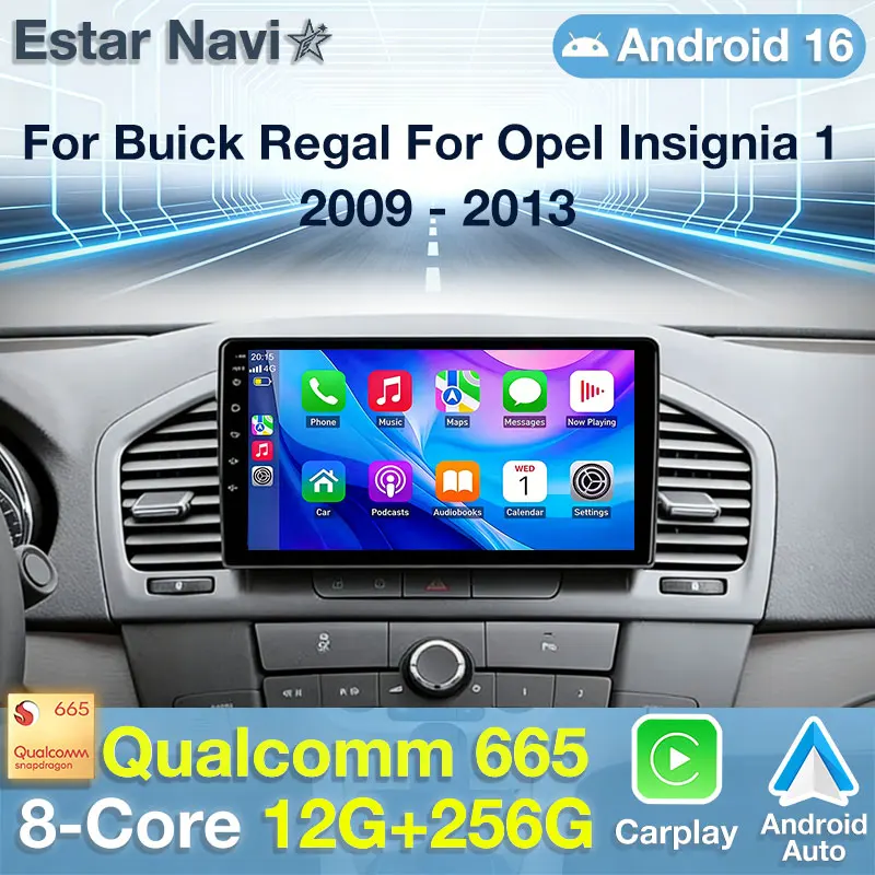 Android 16 For Buick Regal For Opel Insignia 1 2009 - 2013 4G+WIFI GPS Car Radio Navigation Multimedia Video Player Stereo 360
