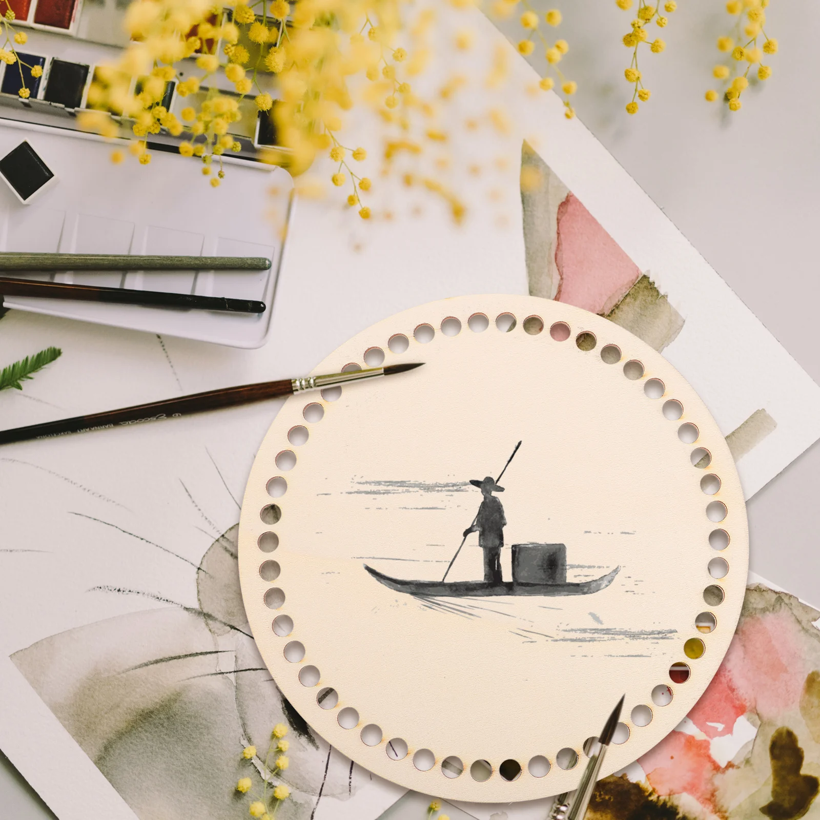 

2Pcs Natural Wooden Crochet Bag Bottom Circle Base Durable DIY Craft Material Replacement for Shoulder Handbag Crossbody Bucket