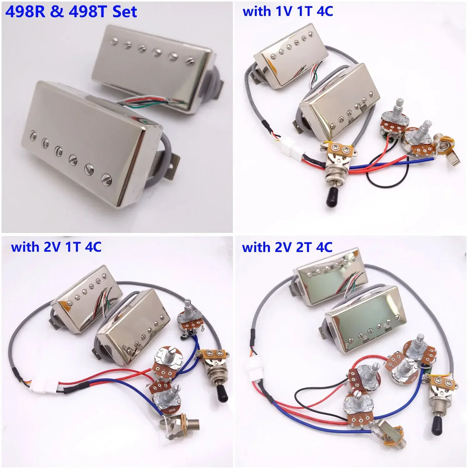 Guitar Pickups 498R 498T Humbucker Alnico V Pickup Set 4Conductor for Electric Guitar Replacement Parts