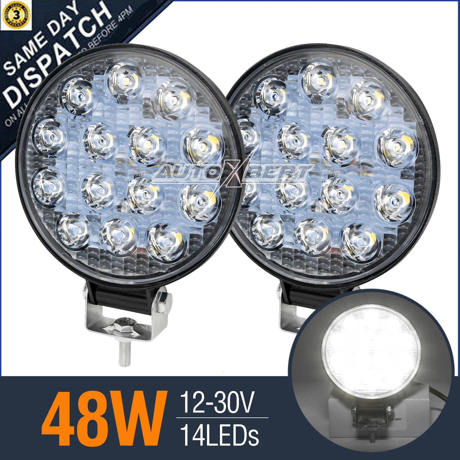 2x LED Work Light Bar Spot Flood Roof Lights Driving Lamp Offroad SUV ATV 3400LM