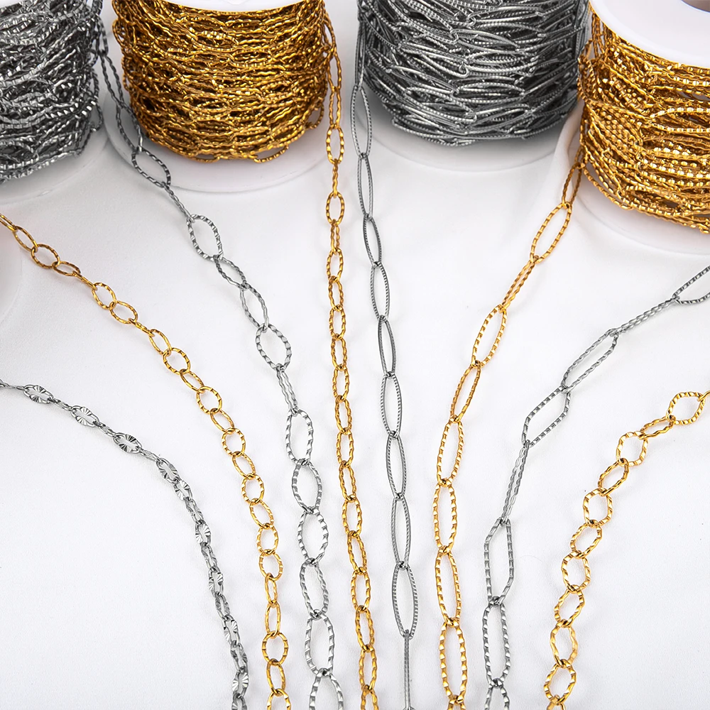 

1/2Meter Stainless Steel Chain Hollow Oval Chain Hip Hop Punk Chain for Neckalce Bracelet Jewelry Making DIY Accessories