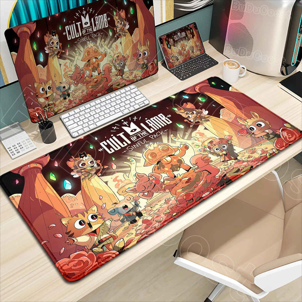 

Cult of The Lamb Large Mouse Pad E-Sports Non-slip Desk Mat Extend Game Mousepad Desktop Mat Accessories HD Print Anime Xxl Pads