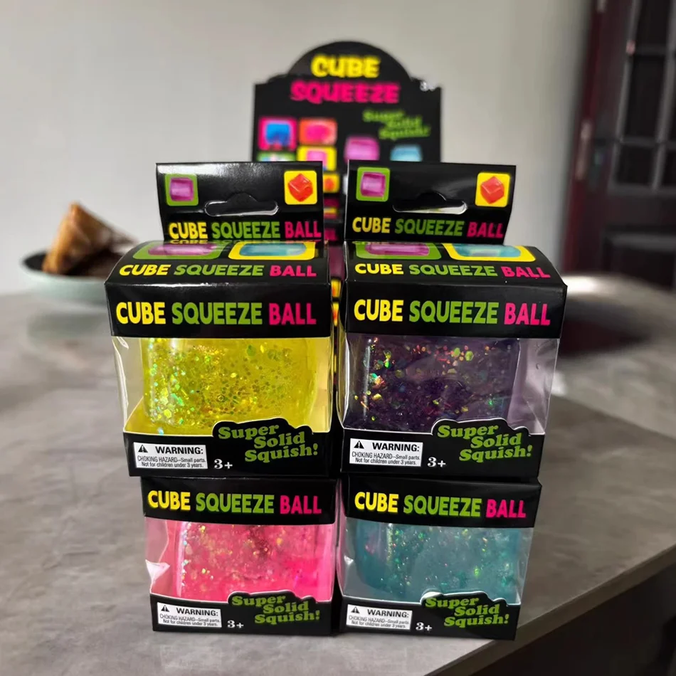 Flash Blind Box Cube Sensory Stress Relief Squishy Cube Anti-Anxiety Squeeze Object For Birthday Gift Toy