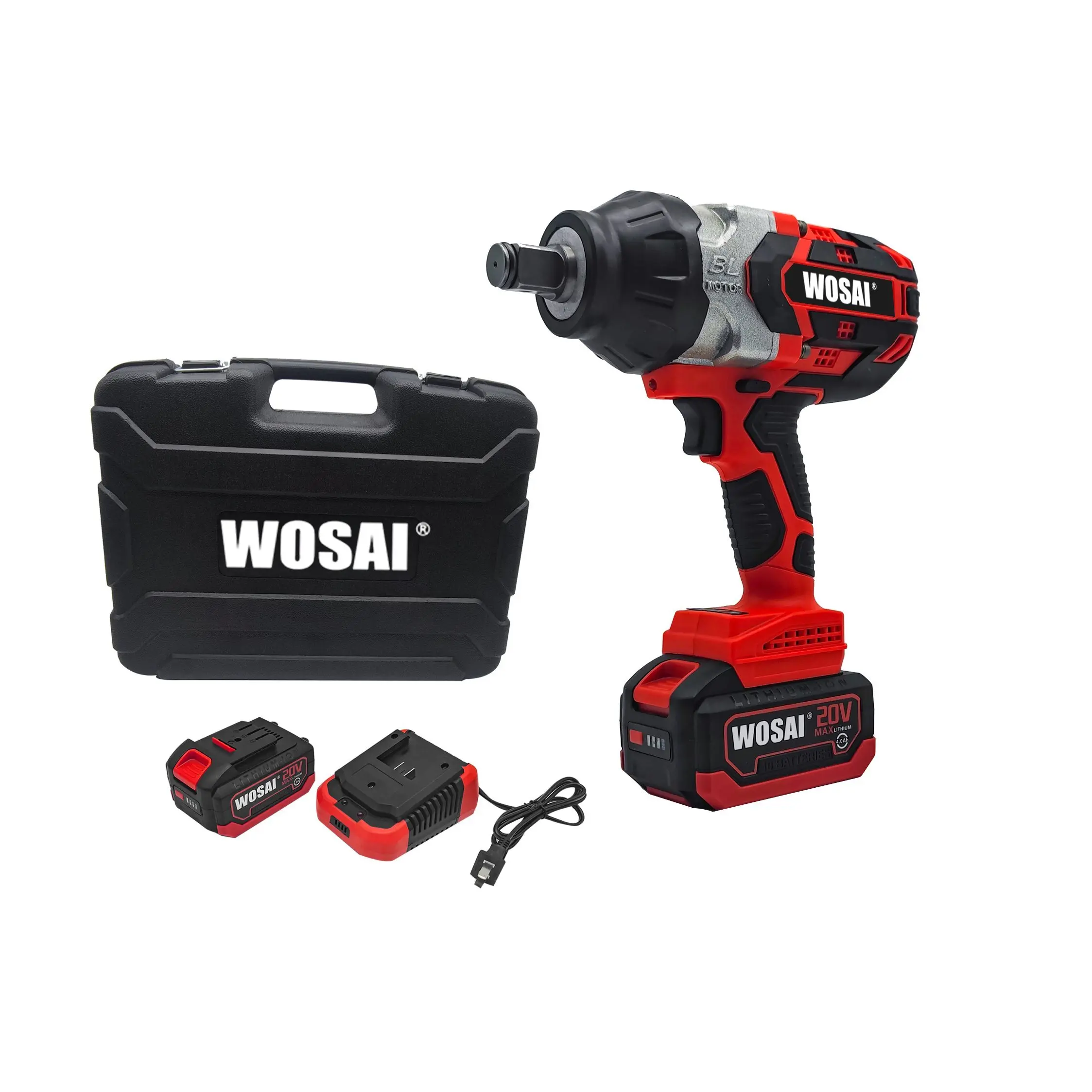 

Free shipping Lithium-Ion 1000NM WOSAI Car repair spanner Cordless Brushless Impact Wrench