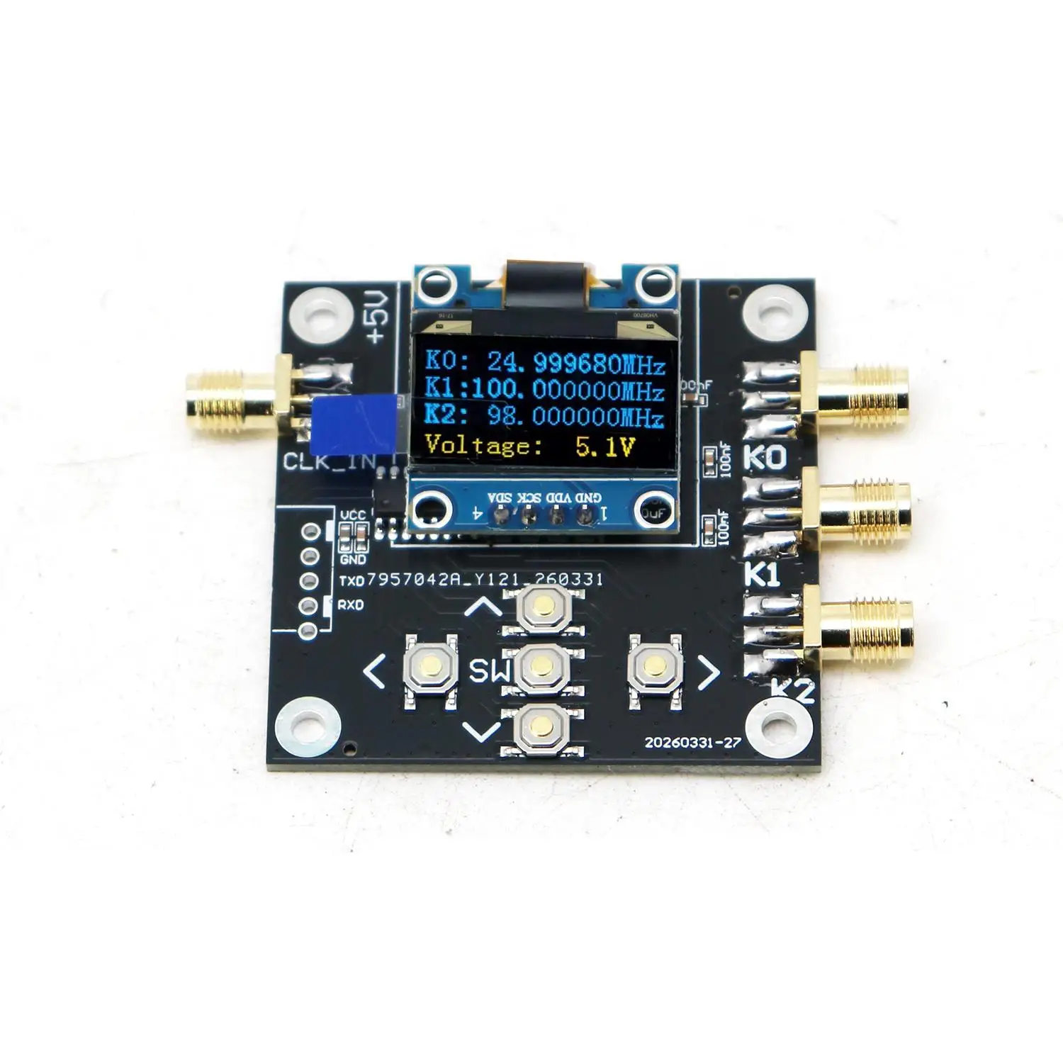 SI5351 Programmable Clock Signal Generator 2.5kHz-200MHz Square Wave SMA RF Signal Source for Ham Radio GPSDO, Frequency Counter