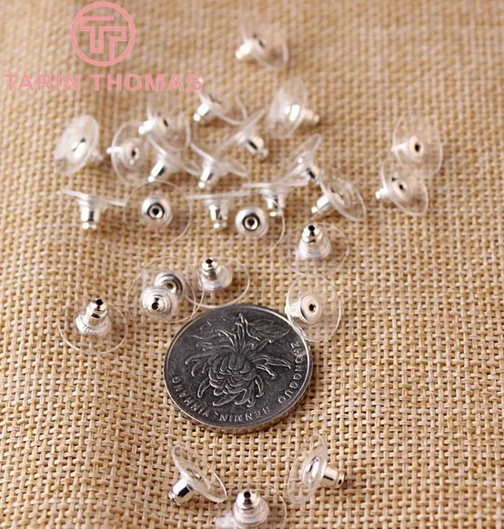 (4108)100PCS 11MM Gold Color Siver Color Iron+Plastic Earring Back Diy Jewelry Findings Accessories