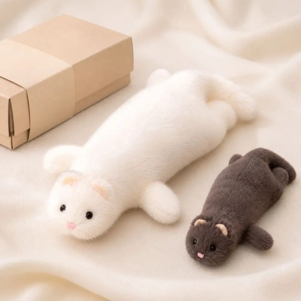 New Soft Ferret Pillow Fluffy Texture Cute Expression Ferret Dense Stitching Animal Pillow Bedroom Decor