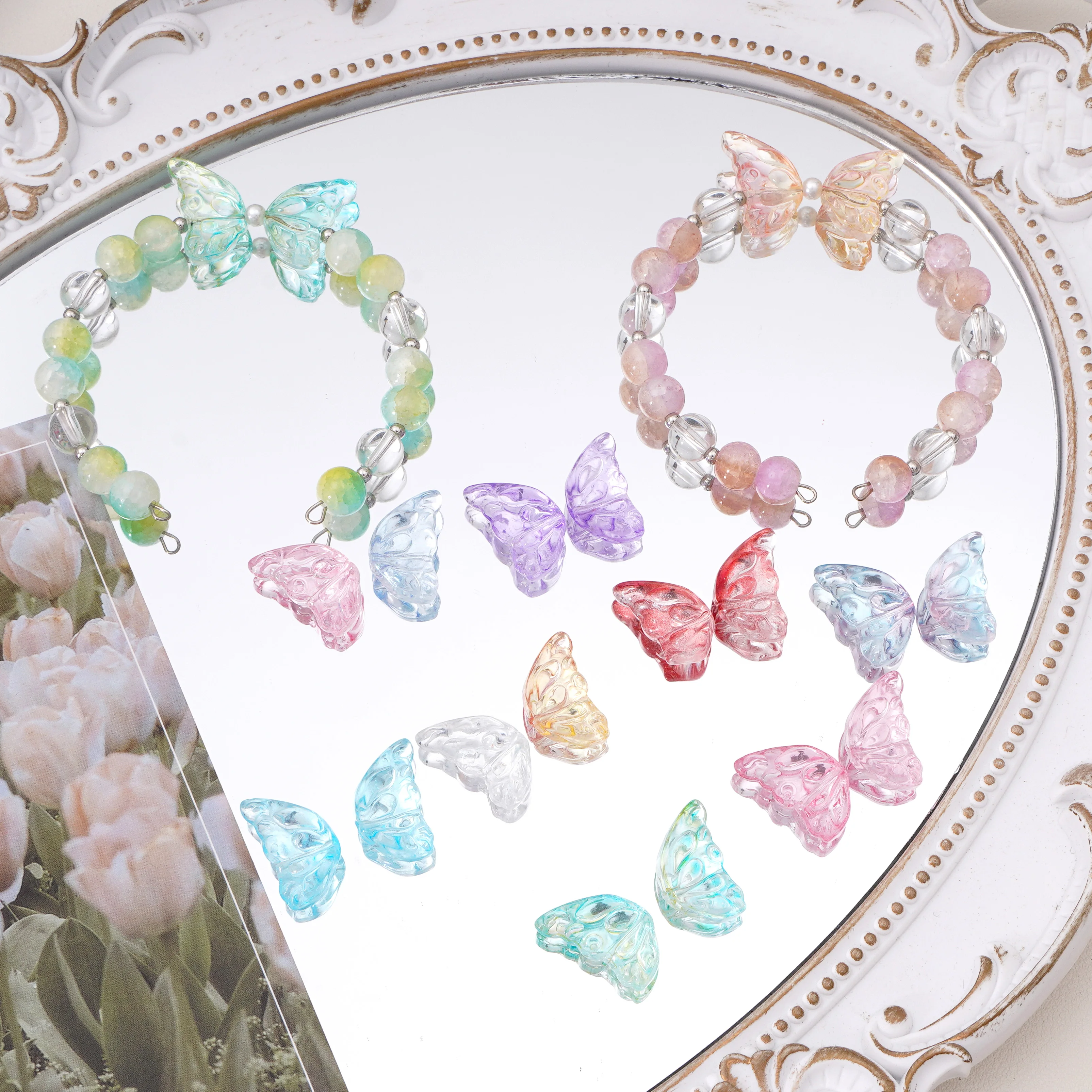 

10pcs Glass Wings Beading AB Loose Beads Butterfly Cute Earrings Beads For Jewelry Making DIY Bracelet Necklace Accessories