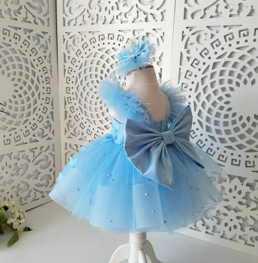 Vestido rosa para niña pequeña, traje de tul con capas de alta calidad, hinchados vestidos para fiesta de primer cumpleaños con lazo, talla 1-10T, novedad