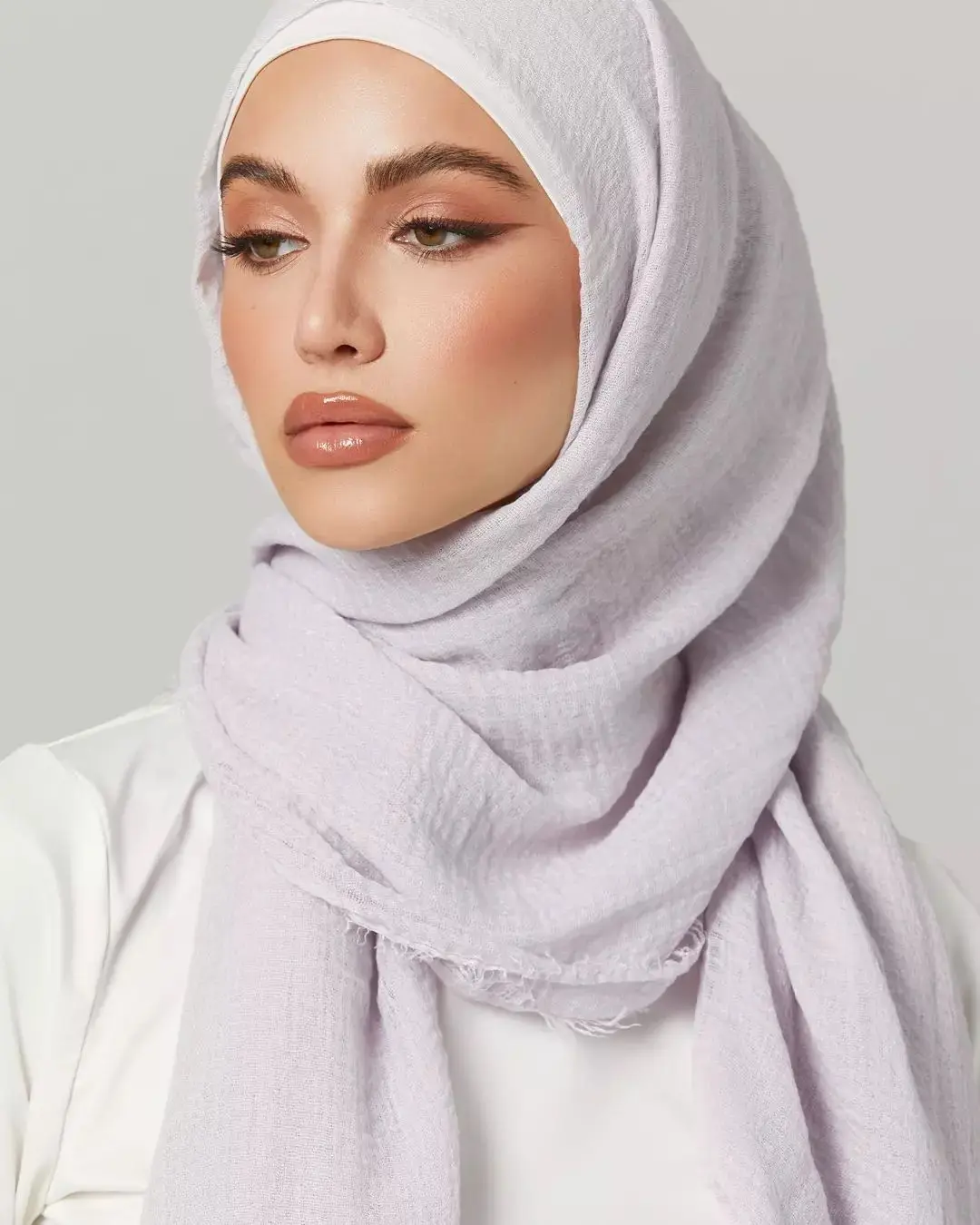 Cotton Crinkle Hijab Plain Soft Lightweight Headscarf Crinkle Cotton Women Muslim Scarf Best-Selling Scarf Shawl