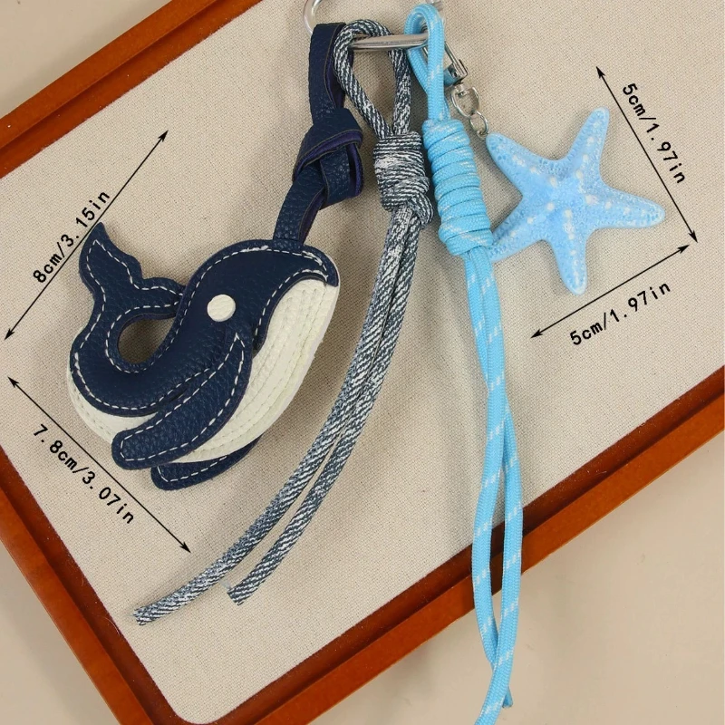 พวงกุญแจหนังลายวาฬสุดน่ารัก สไตล์หรูหราเบาๆ สำหรับคนรักอินเทอร์เน็ต  จี้ห้อยกระเป๋าสุดเก๋