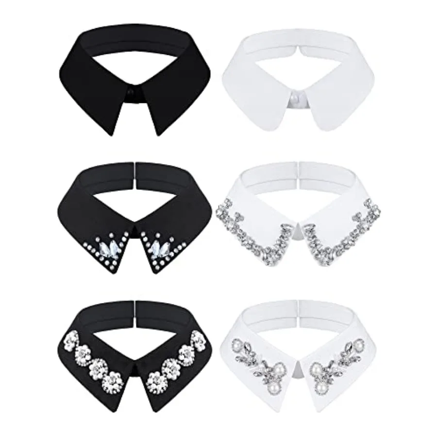 

Giegxin 6 Pcs Dickey s Collar Women Detacable Fake Fal Collar Coker W Black 6 Sty Neck Accessory