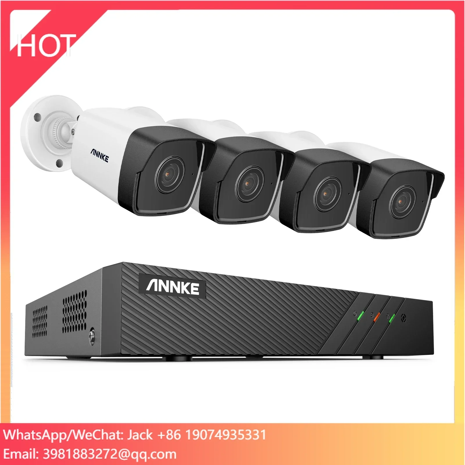 ระบบกล้องวงจรปิด ANNKE 2MP 8CH PoE NVR พร้อมกล้อง IP 4 ตัว สำหรับภายนอกอาคาร ทนทานต่อสภาพอากาศ