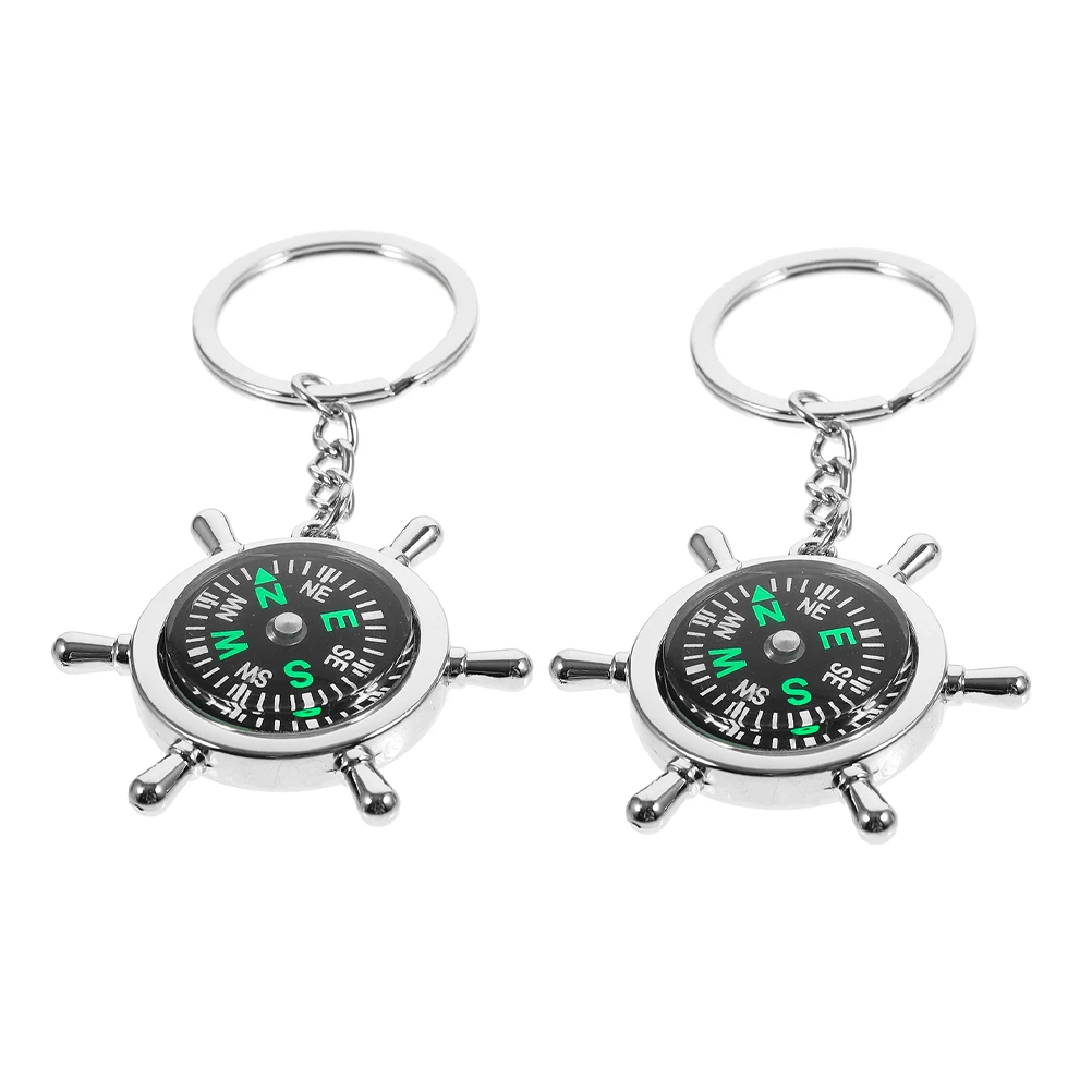 

1 Pair Compass Keychain Durable Zinc Alloy Small Hiking Pocket Outdoor Keychain Camping Handheld Backpack Pendant
