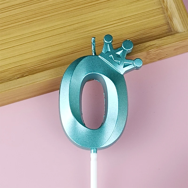 Tiffany Blue Cake Number 0-9 Candle Crown Birthday Boy Prince Creative Party Celebration Birthday Cake Decoration