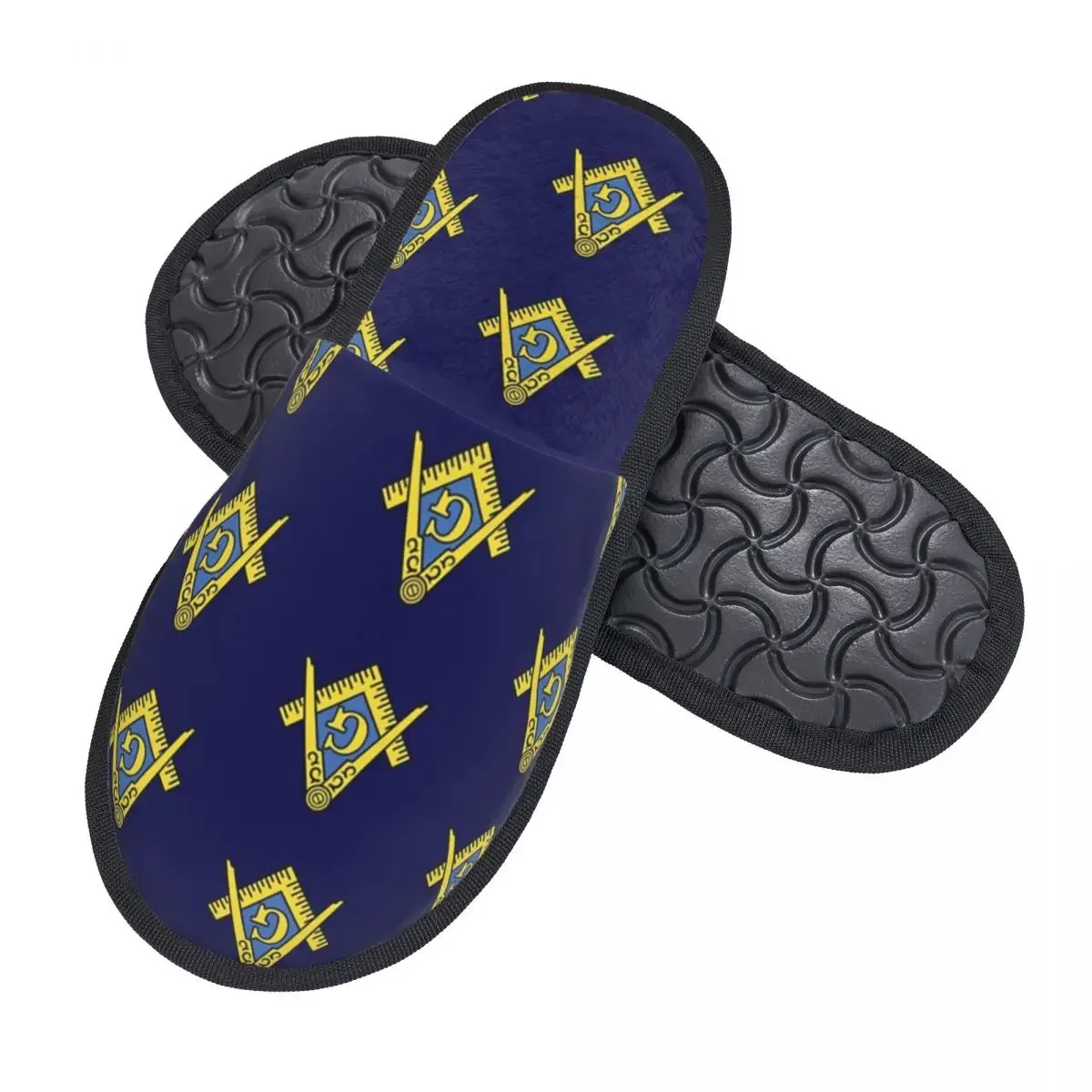 Custom Freemason Pattern Classic Square And Compass Masonic House Slippers Women Cozy Memory Foam Slip On Hotel Slipper Shoes