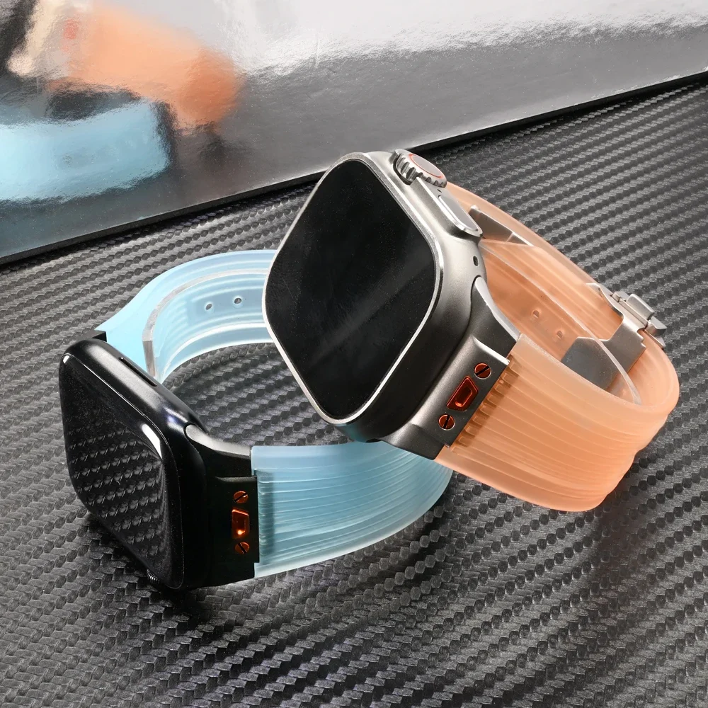 Silicone Sports Band for Apple Watch 49mm 45mm 44mm 42mm Soft Loop Strap for Iwatch Series 9 8 7 6 5 4 Se 3 Ultra 2 Men Bracelet