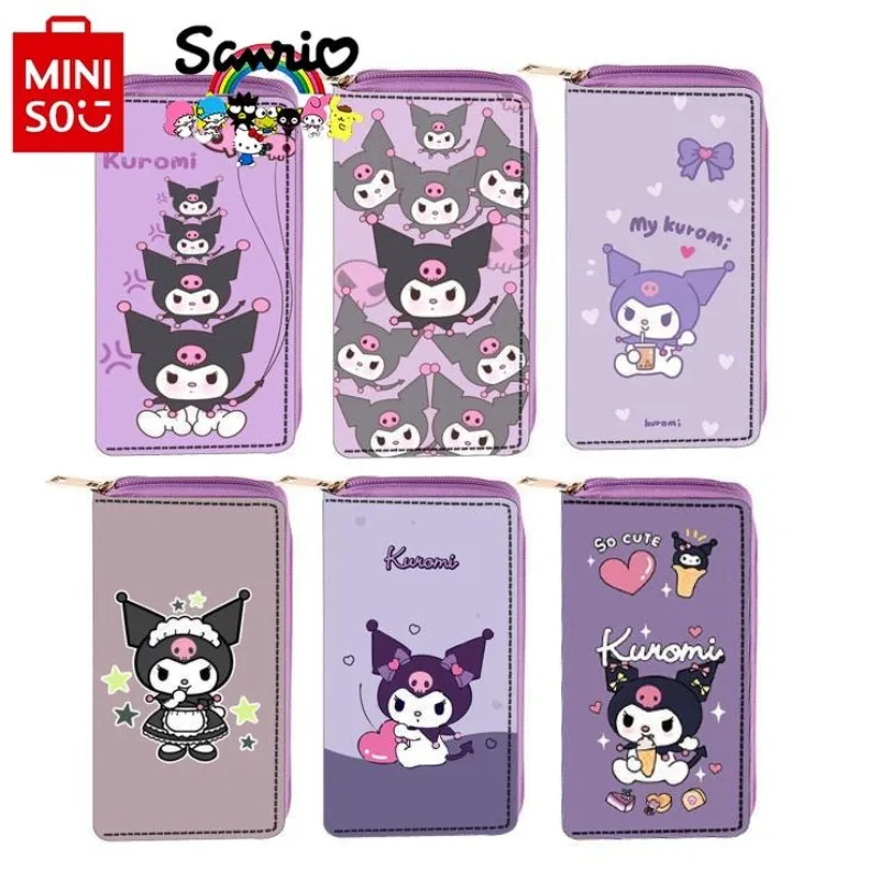 Miniso Kuromi New Women's Wallet Fashionable and High Quality PU Long Wallet Large Capacity Card Storage Zipper Girl's Wallet