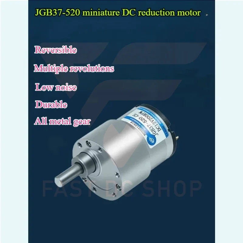 JGB37-520 Miniature DC Deceleration Motor Robot Car Speed Regulating Motor 12V 24V Small Motor