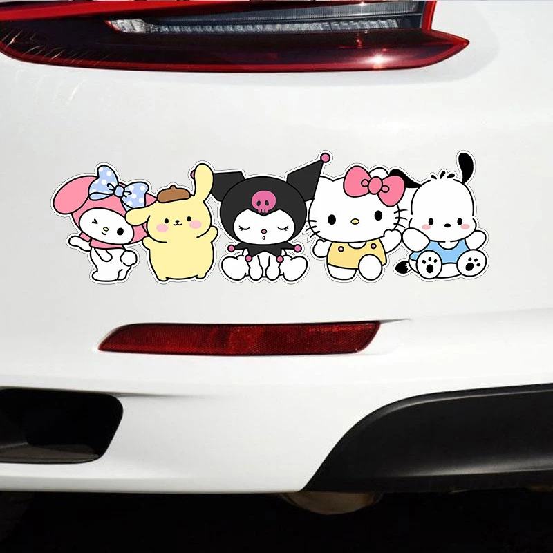 1Pc Anime Sanrio Figure Car Sticker Hello Kitty Kuromi Melody Waterproof Handbook Sticker Luggage Skateboard Guitar Laptop Toy