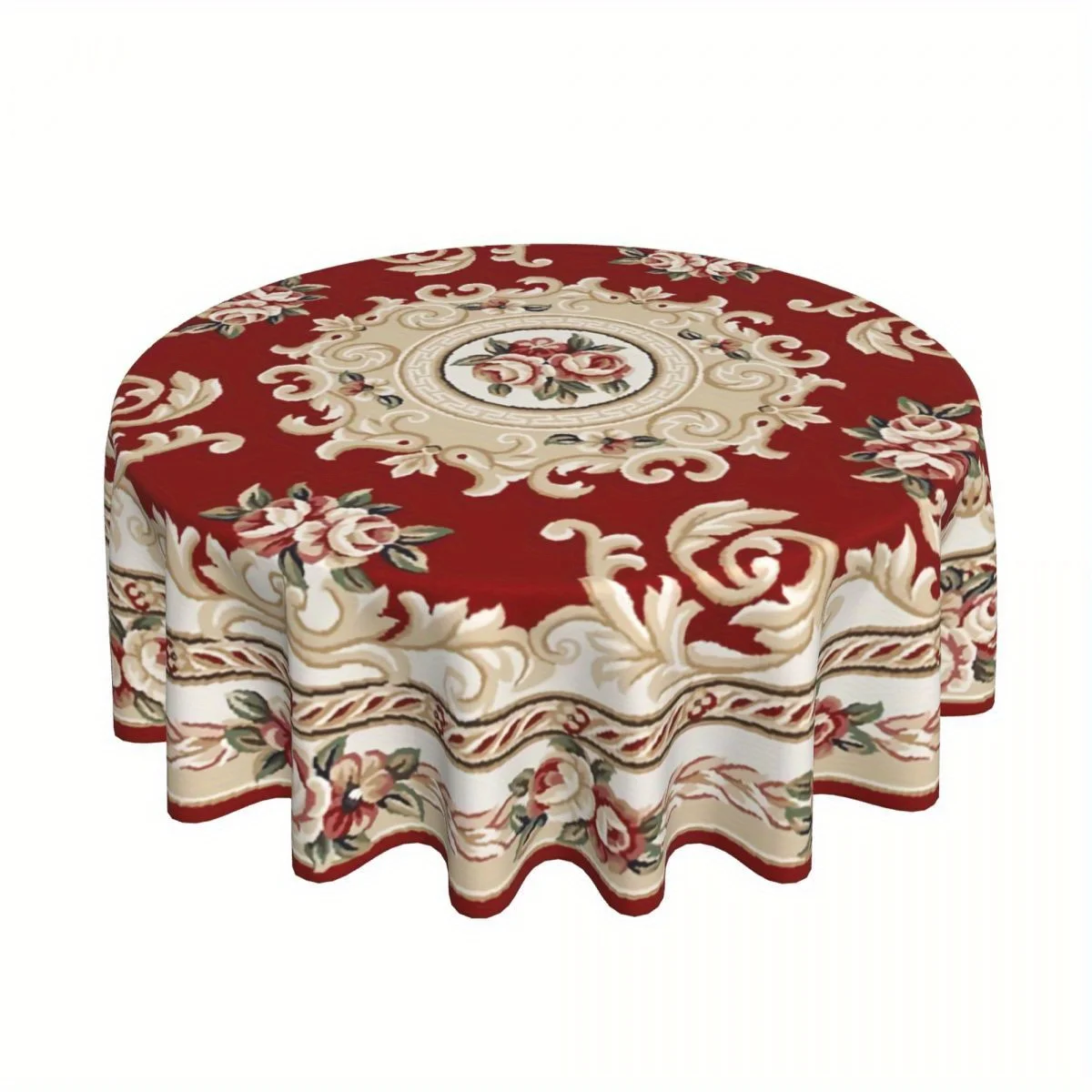 1Pc Round Polyester Printed Tablecloth. Table Tablecloth. Coffee Table Cover. Holiday Party Venue Arrangement.