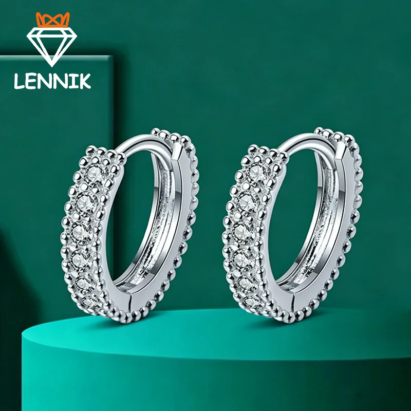 Women D Color Moissanite Hoop Earrings, 925 Sterling Silver White Gold Plated Luxury Wedding Party Fine Jewelry