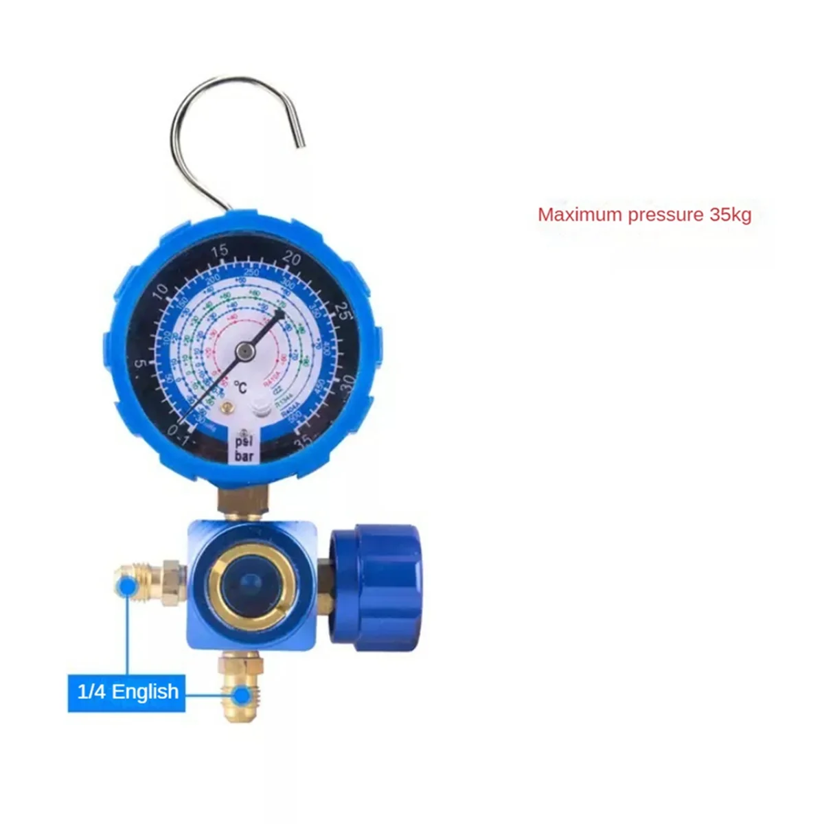 Air Condition Gauge for R410A R22 R134A R404A Refrigerants Manifold Gauge Manometer Valve with Visual Mirror 500Psi Blue