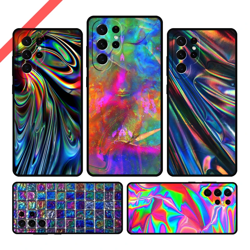 Holographic Iridescent Phone Case For Samsung Galaxy S20 FE S21 S10 S23 Plus S24 S22 Ultra Coque Note20 Note10 S9 S8 Cover Capa