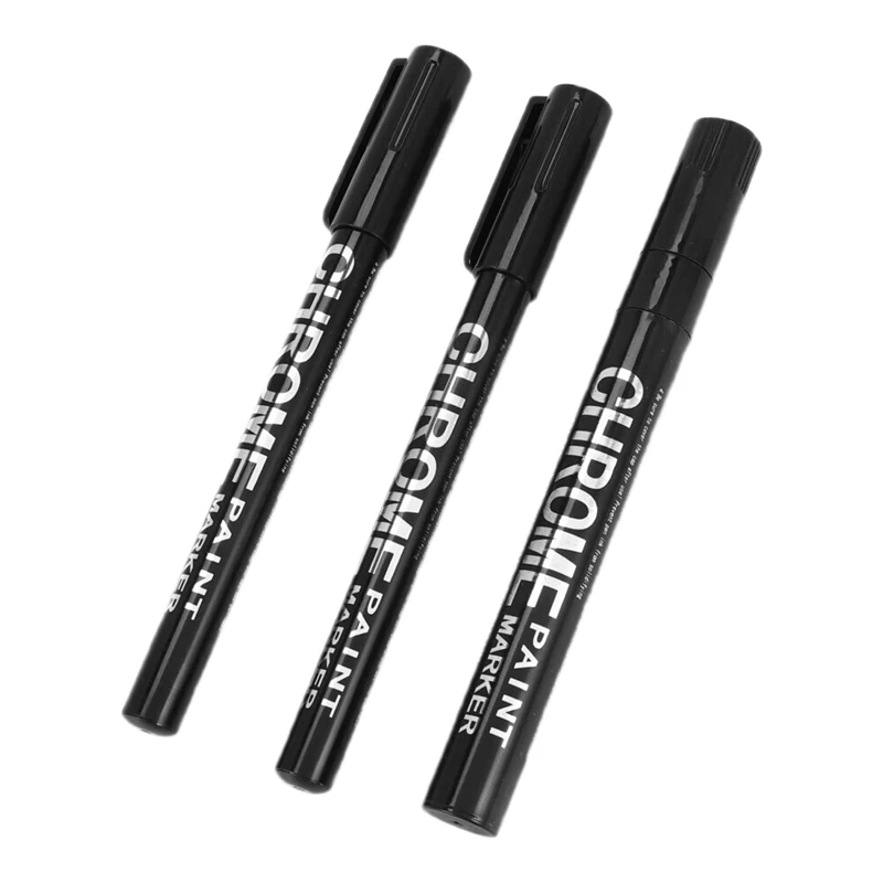 

A27Q-3Pcs Silver Mirror Marker Pens Set Paint Markers Pen Permanent Art Silver Mirror Chrome Marker 0.7/1/3Mm