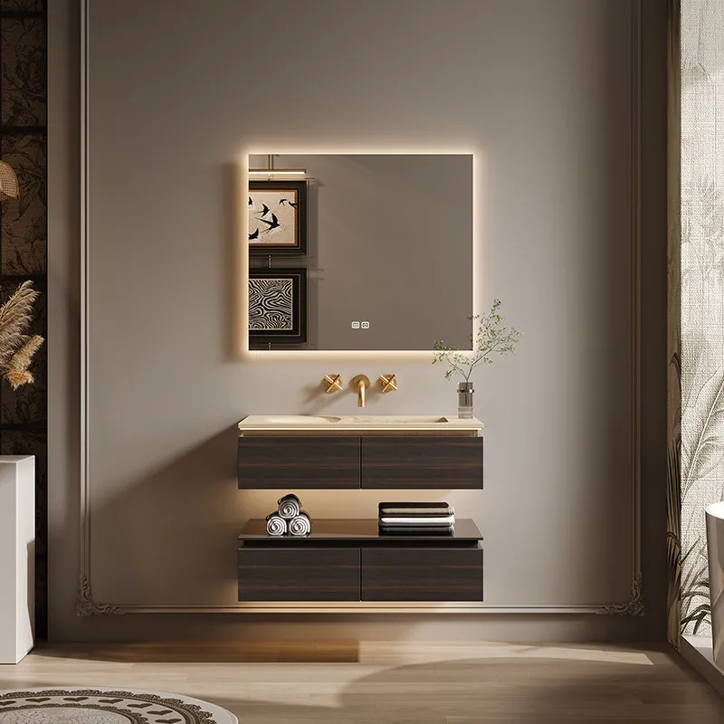 

Slate seamless hot bending integrated basin bathroom cabinet combination bathroom sink hand washbasin