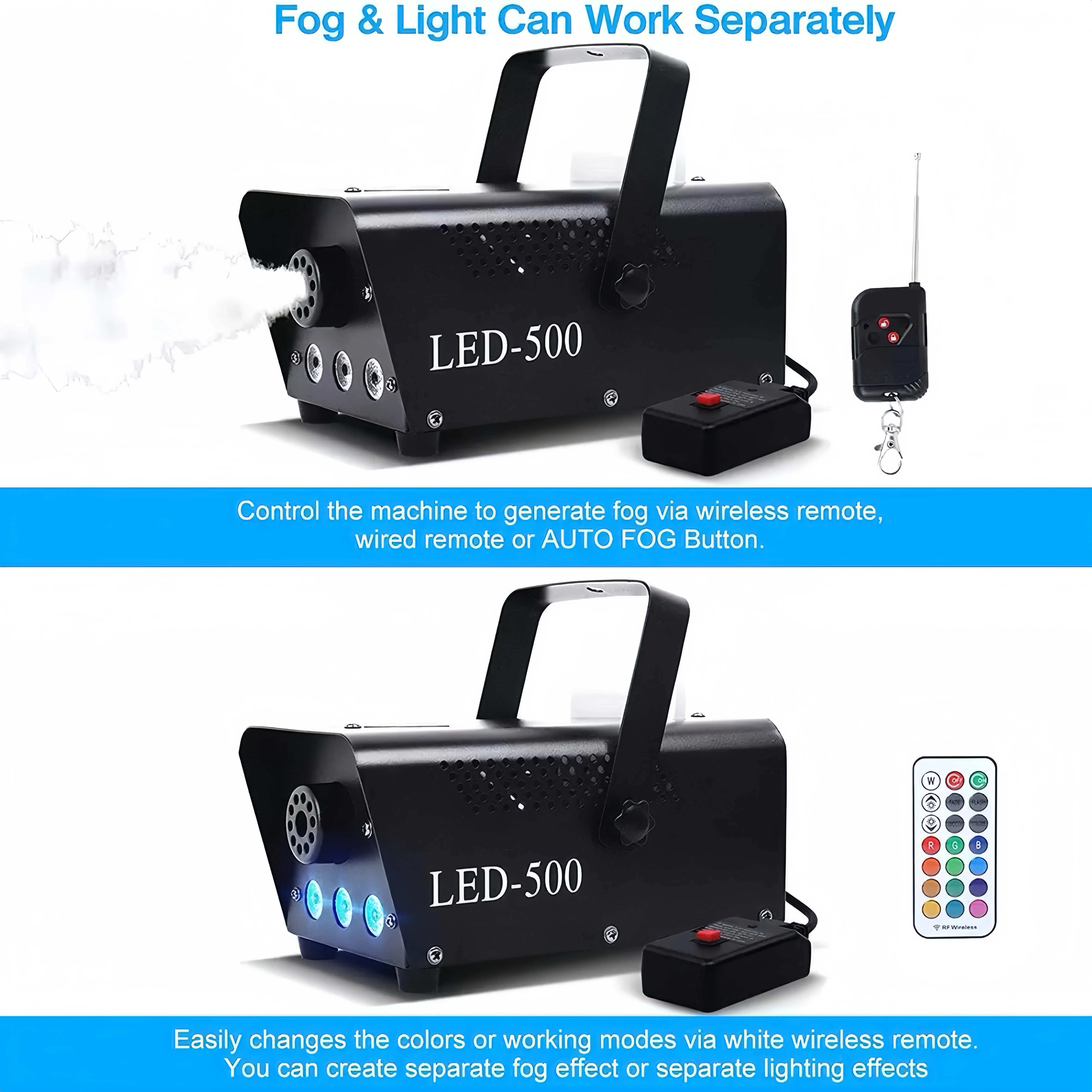 BOTAI LED 500 واط اختيار الألوان كامل آلة الضباب بار الزفاف KTV غرفة آلة الضباب التحكم عن بعد #4