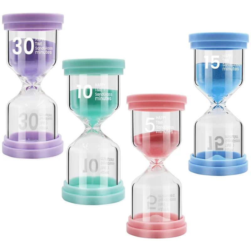 Hourglass Set Colour Children's Timer, Hourglass Colourful Hourglass Set, Egg Timers, 5/10/15/30 Minutes Glass Timer