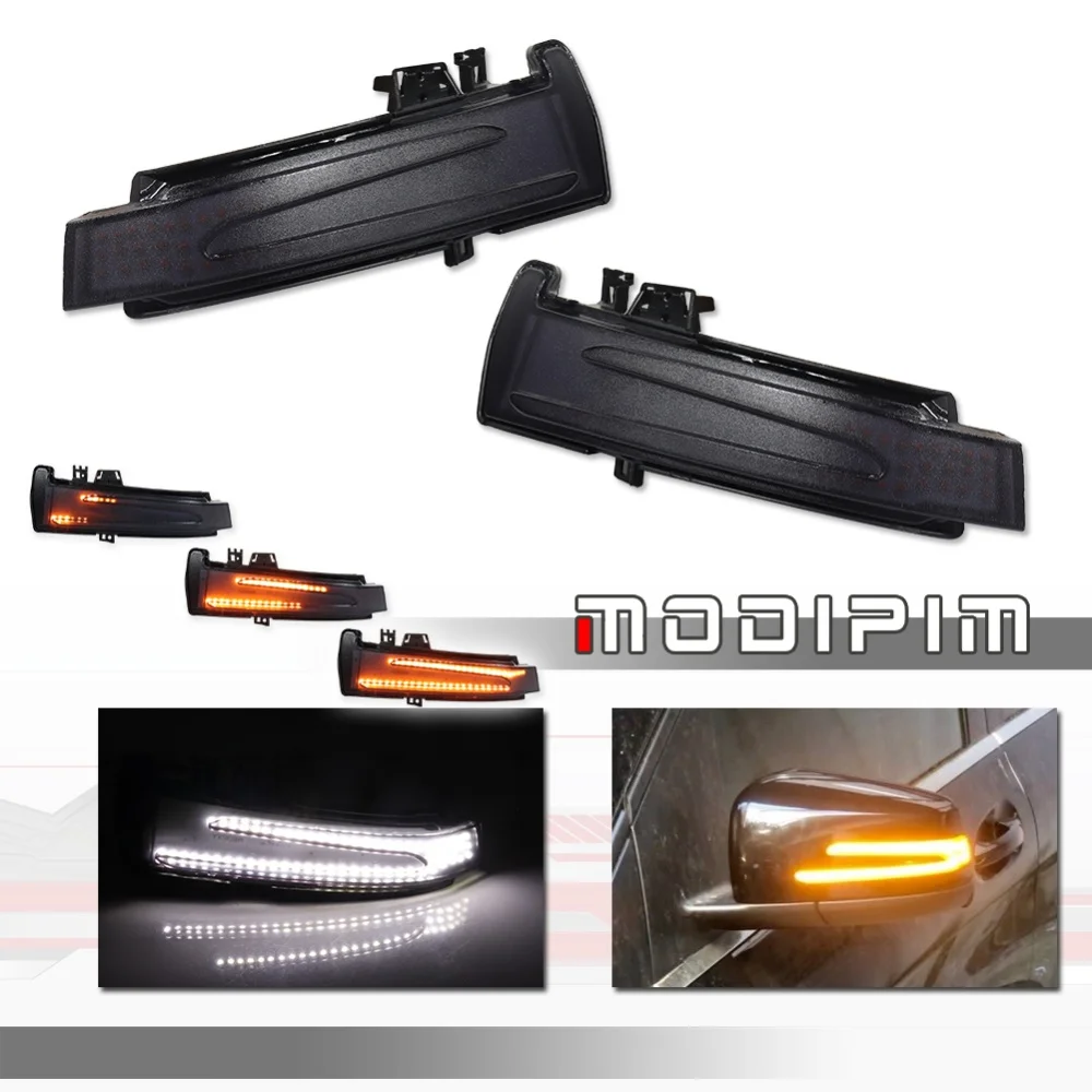 Dual Color Amber White Dynamic LED Mirror Turn Signal Lights For Mercedes-Benz E-Class W212 E200 E250 E300 E350 E400 E500 E550