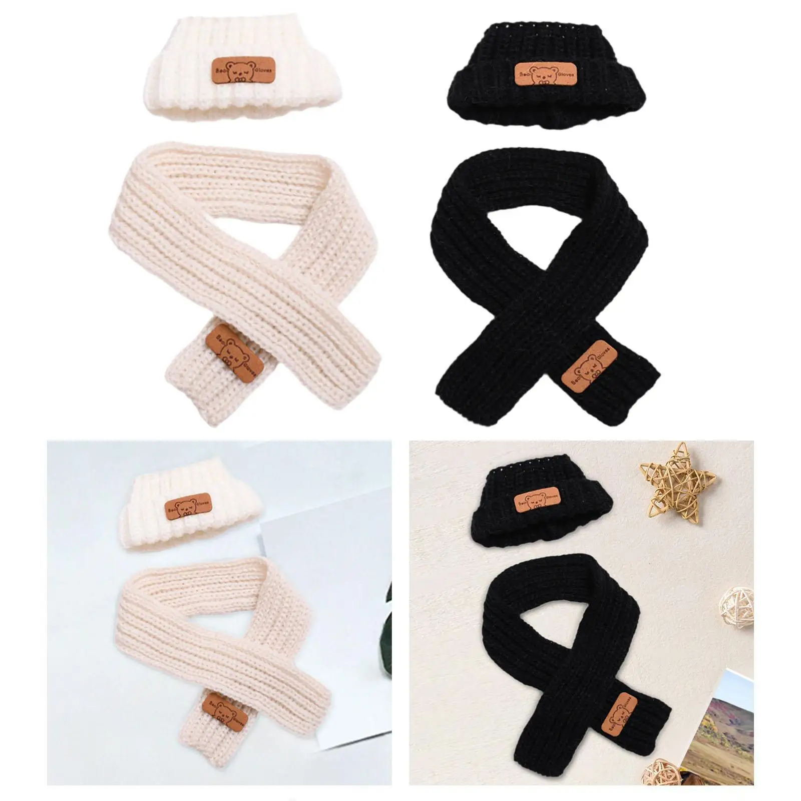 2x ropa para muñecas, conjunto de sombrero y bufanda, accesorios para fotos, juguete para muñecas DIY, ropa de animales de peluche, bonito para muñeco de peluche de 15/17 cm