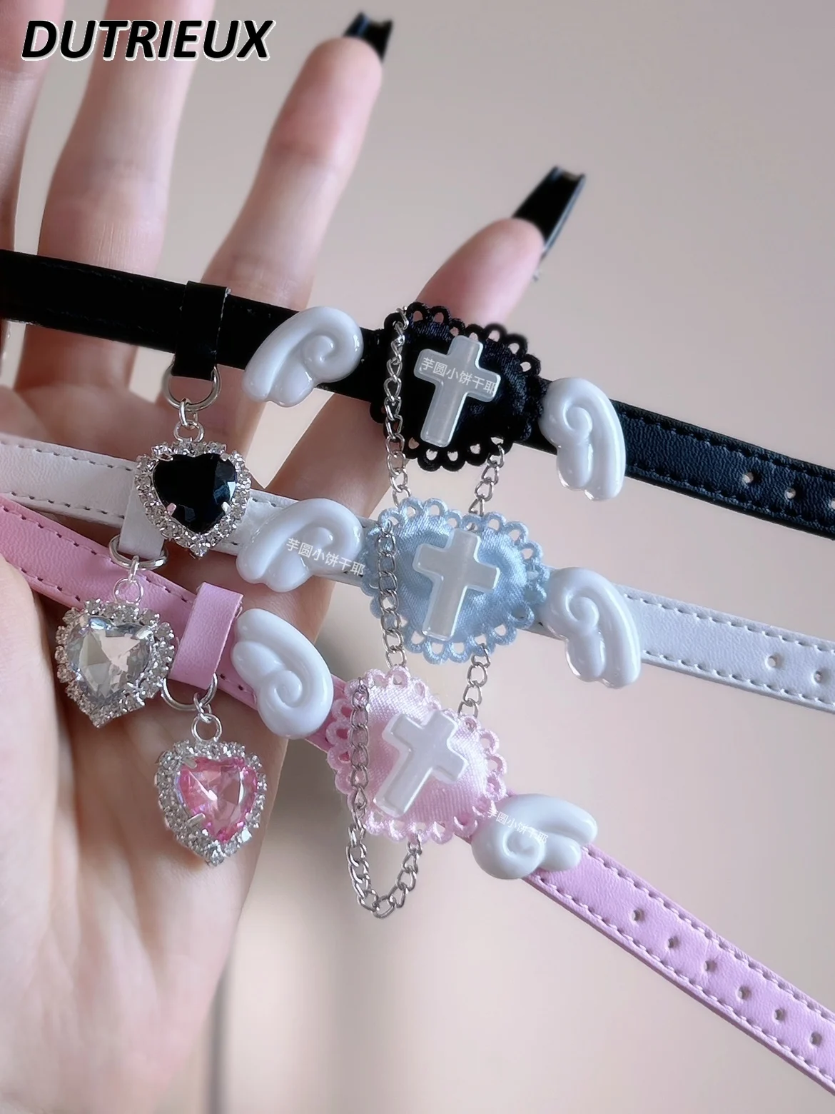 

Lolita Style Women's Bracelet Bow Lace Fashion Jewelry Cross Chain Leather Bracelets Female Sweet Cute Accessories for Lady