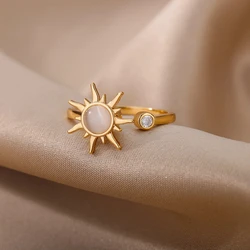 Anti Stress Anxiety Ring For Women Stainless Steel Sun Pendant Spinner Fidget Finger Rings 2022 Fashion Birthday Jewelry Gift