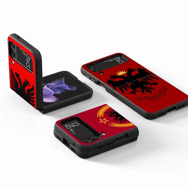 Albania Flag Eagle Z Flip 4 Phnoe Case For Samsung Z Flip 3 5 5G Black Hard Shell Galaxy ZFlip3 ZFlip4 ZFlip5 Unique Cover Luxur