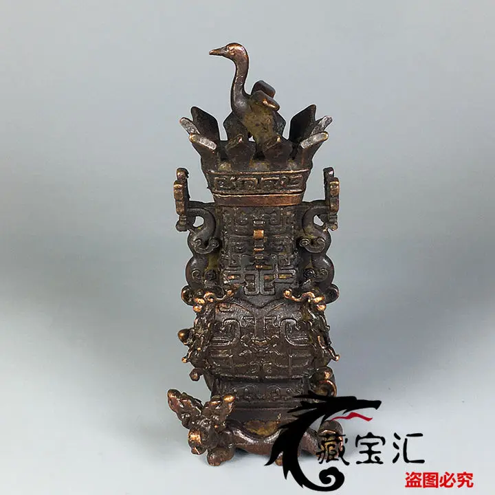 

Pure copper ware, Spring and Autumn War, Han Dynasty, purple copper ware, lotus and crane square pots, home decoration