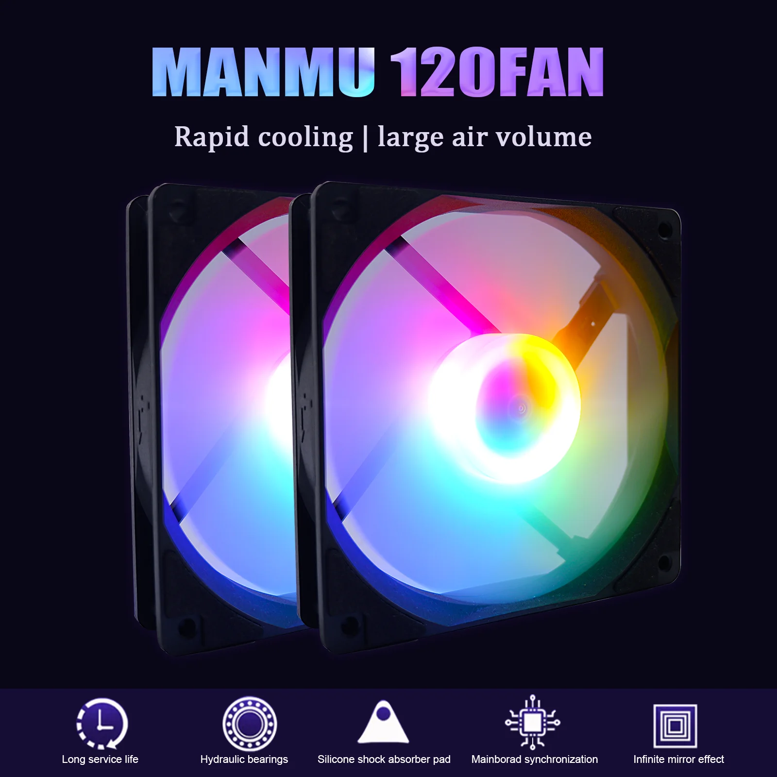 

MANMU High Performance pc Case Fan Gaming Computer 120mm Fan Cooling Cpu Gaming pc Cooling Fan