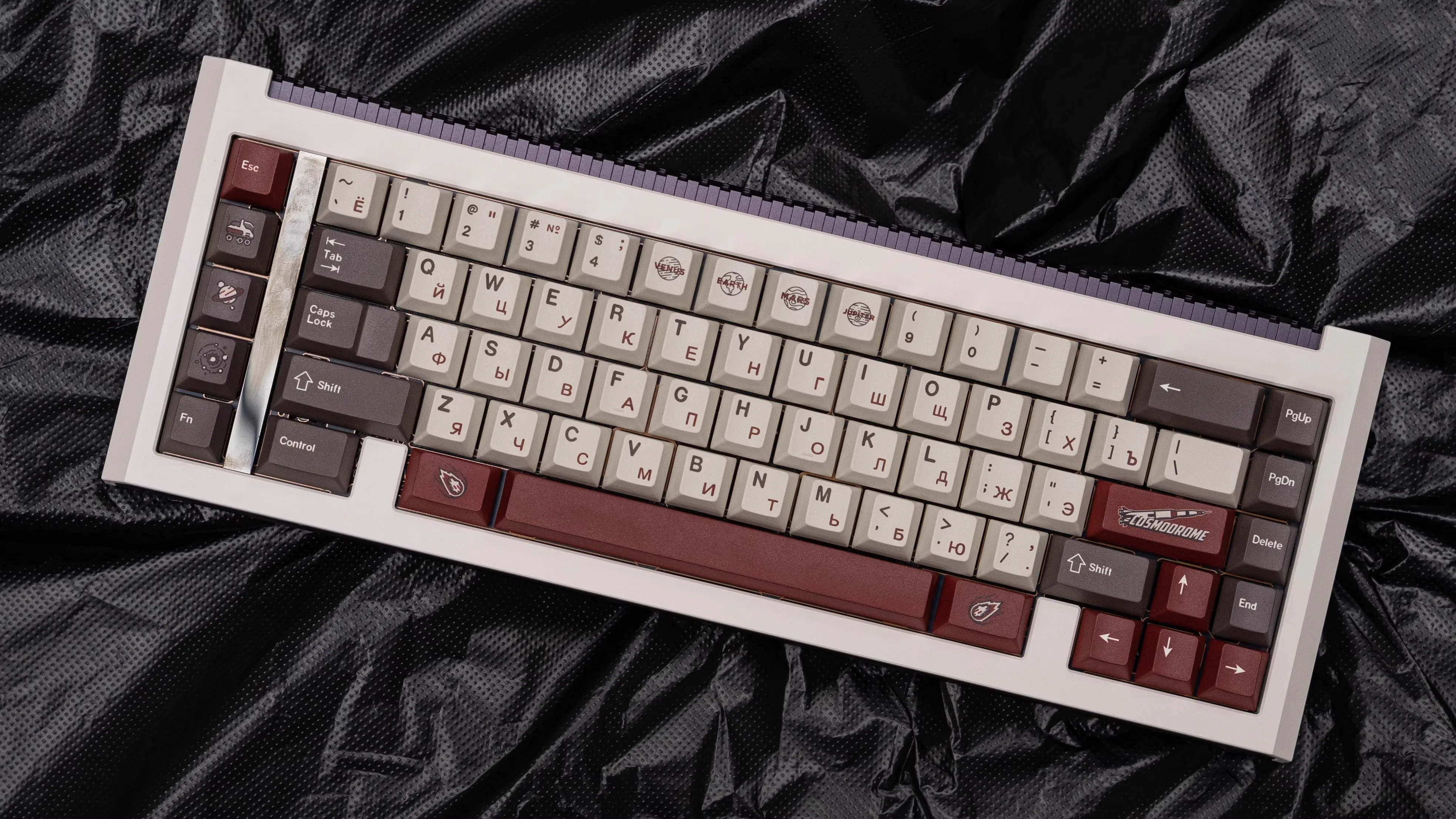 Teclas cirílicas Retro soviética, teclas con tema de astronauta, perfil de cereza ruso, PBT Dye-Sub, Teclado mecánico para juegos con 1.75U 2U