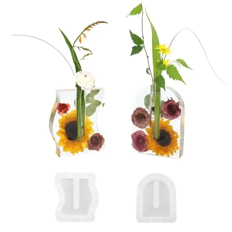 Wellenförmige bogenförmige Reagenzglas Blume Gerät Anbau Wasser Pflanze Spiegel Silikon Form DIY Kristall Epoxidharz Form