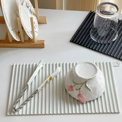 1pc kitchen insulation mat hanging sink drain mat dining table mat restaurant anti slip insulation tableware Kitchen Tools