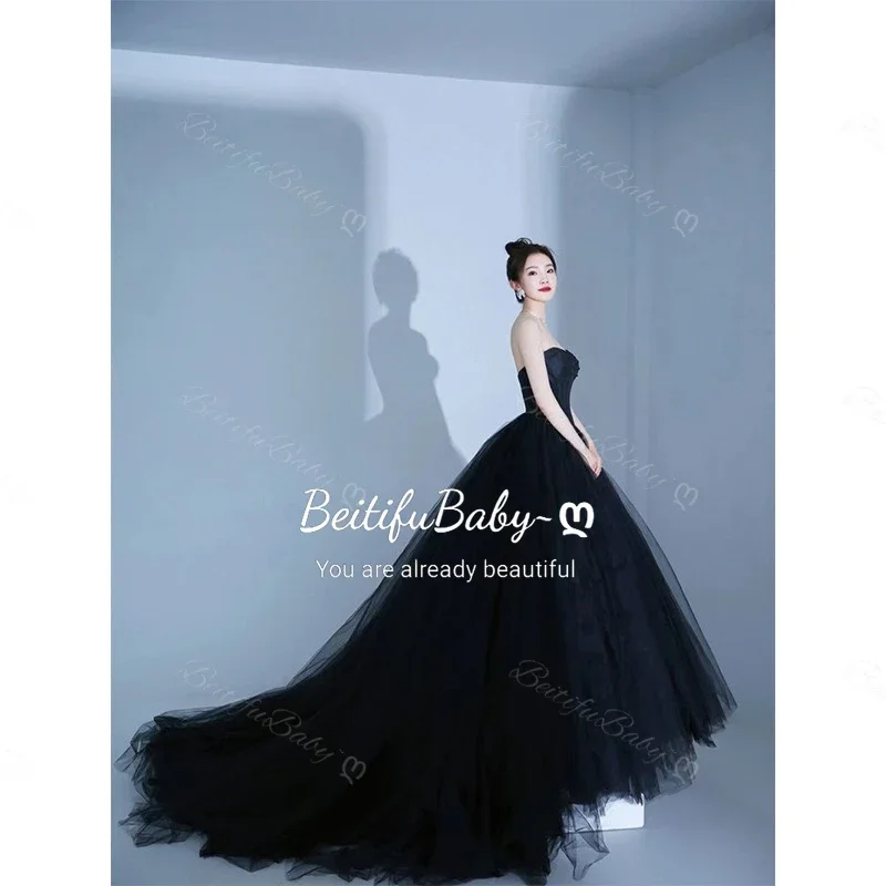 Palace Style Stain Evening Gown for Women Prom Dresses Strapless Detachable Sleeves A-line Retro Banquet Party Dress Vestidos