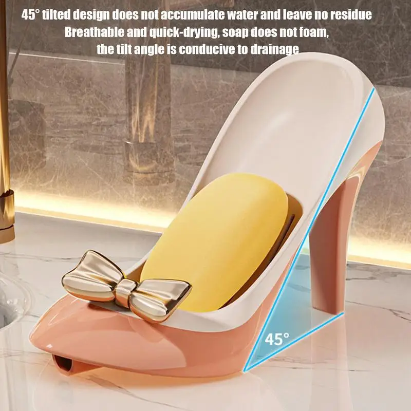 Bar Soap Containers No Punching Bathroom Soap Dish Holder High Heels Shape Design Suction Cup Bathroom Soap Dishes for Shower