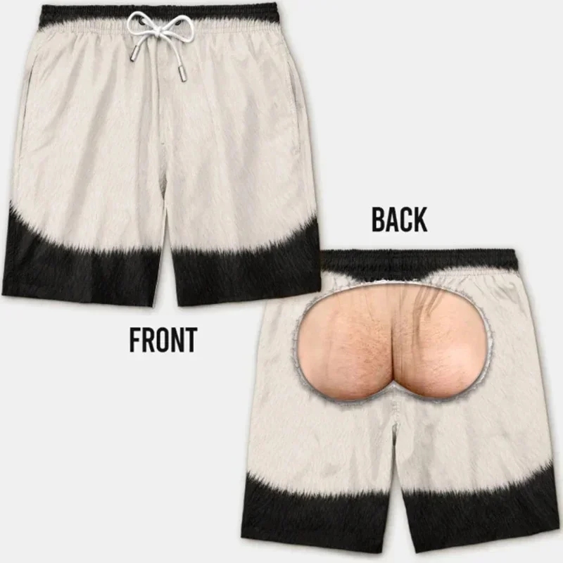 2026 Hot-Selling Men's Novelty Swim Trunks with 3D Faux-Butt Design Quick-Drying Hawaiian-Style Beach Shorts Trendy Unique