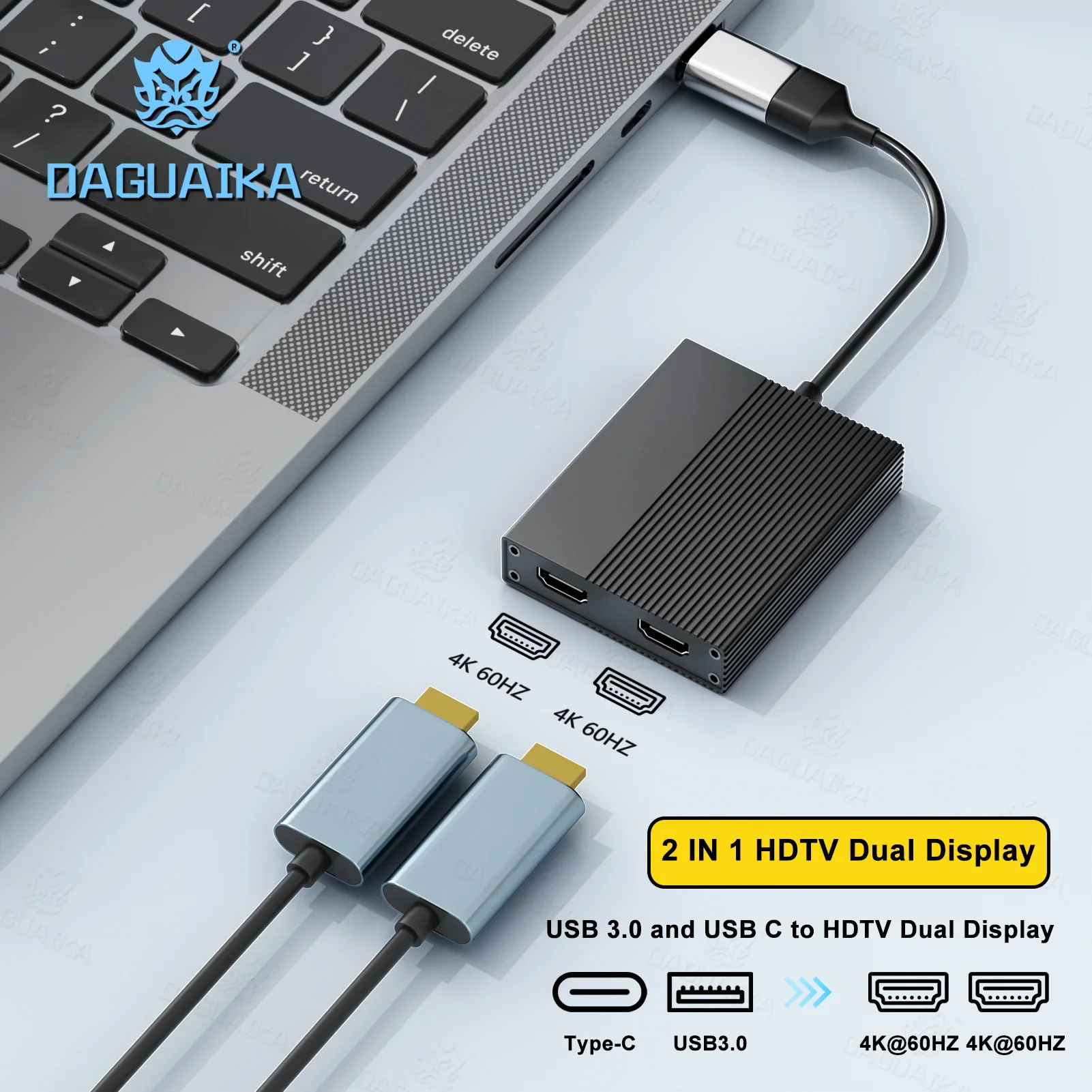 displaylink docking station adaptador usb c para hdmi saida 4k usb 30 monitores duplos windows mac 01