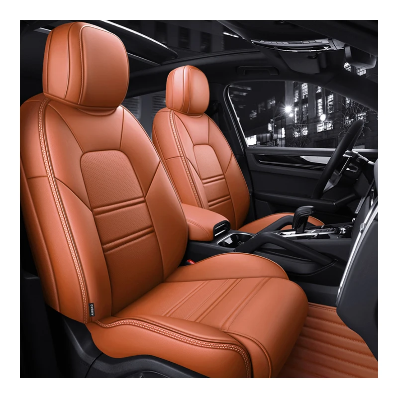 

Custom Fit Car Accessories Seat Covers Full Set Middle Perforated Genuine Leather Specific for Porsche Cayenne Macan Panamera