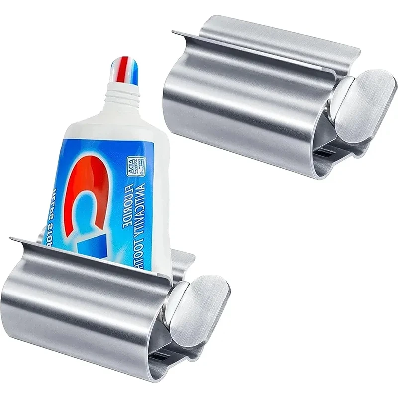 Stainless Steel Rolling Toothpaste Squeezer Tube Toothpaste Dispenser Bathroom Accessories Set Toothbrush Holder Storage Rack